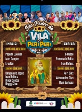 LIBERADA PROGRAMAÇÃO DE SÃO PEDRO DE PERI PERI