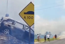Incêndio atinge veículos na BA-887 e assusta motoristas na Bahia